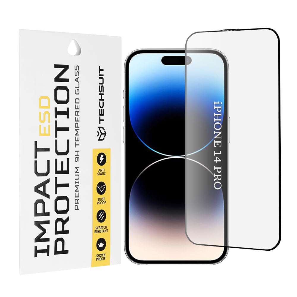Zaštitna folija za ekran Techsuit za Apple iPhone 14 Pro, Kaljeno staklo, Full Glue, Crna