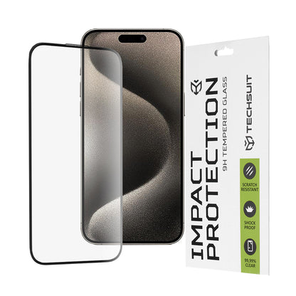 Zaštitna folija za ekran Techsuit za Apple iPhone 15 Pro Max, Kaljeno staklo, Full Glue, 111D, Crna