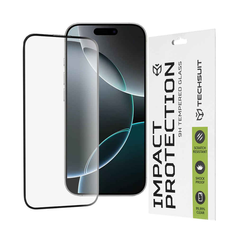 Zaštitna folija za ekran Techsuit za Apple iPhone 16 Pro, Kaljeno staklo, Full Glue, 111D, Crna