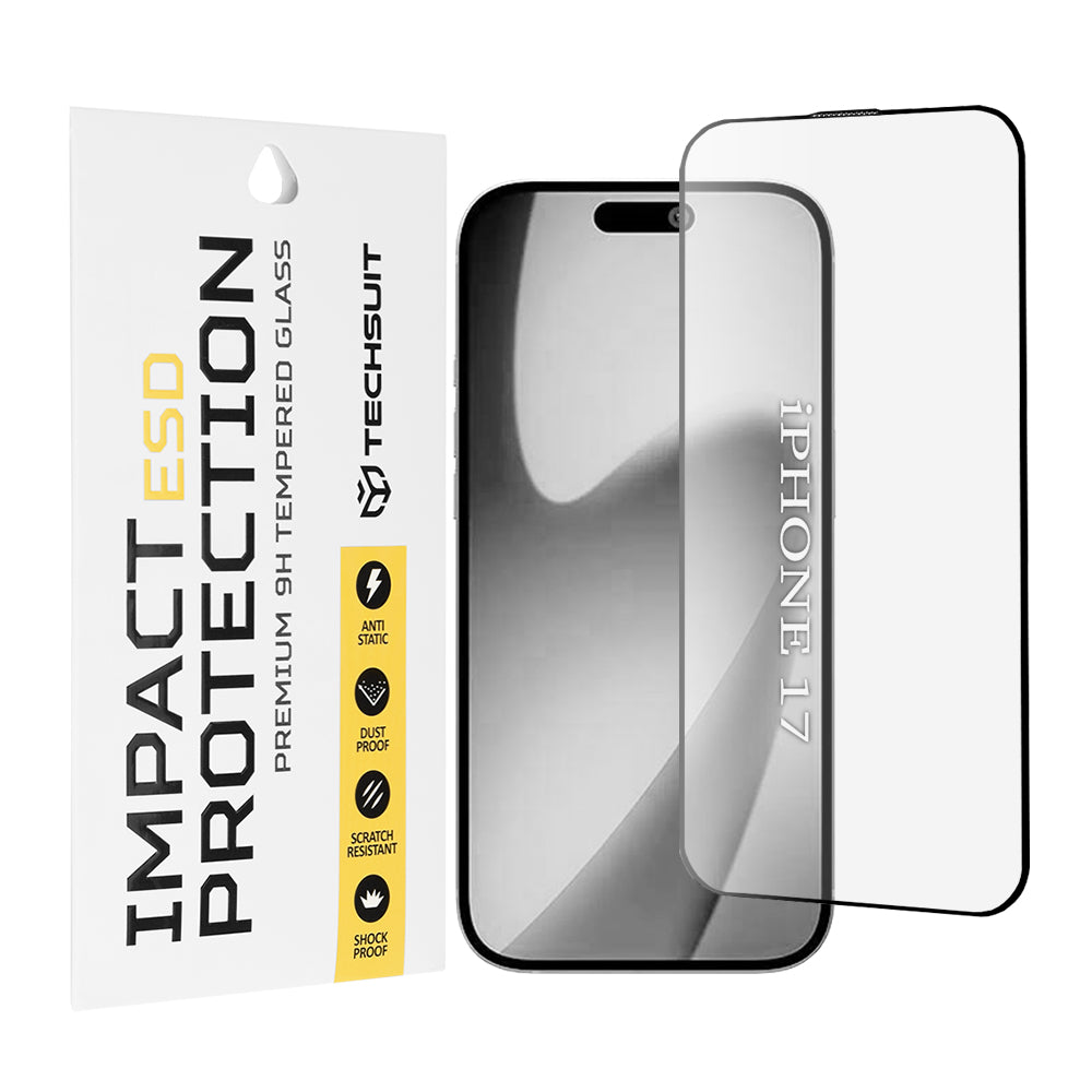 Zaštitna folija za ekran Techsuit za Apple iPhone 17, Kaljeno staklo, Full Glue, Crna
