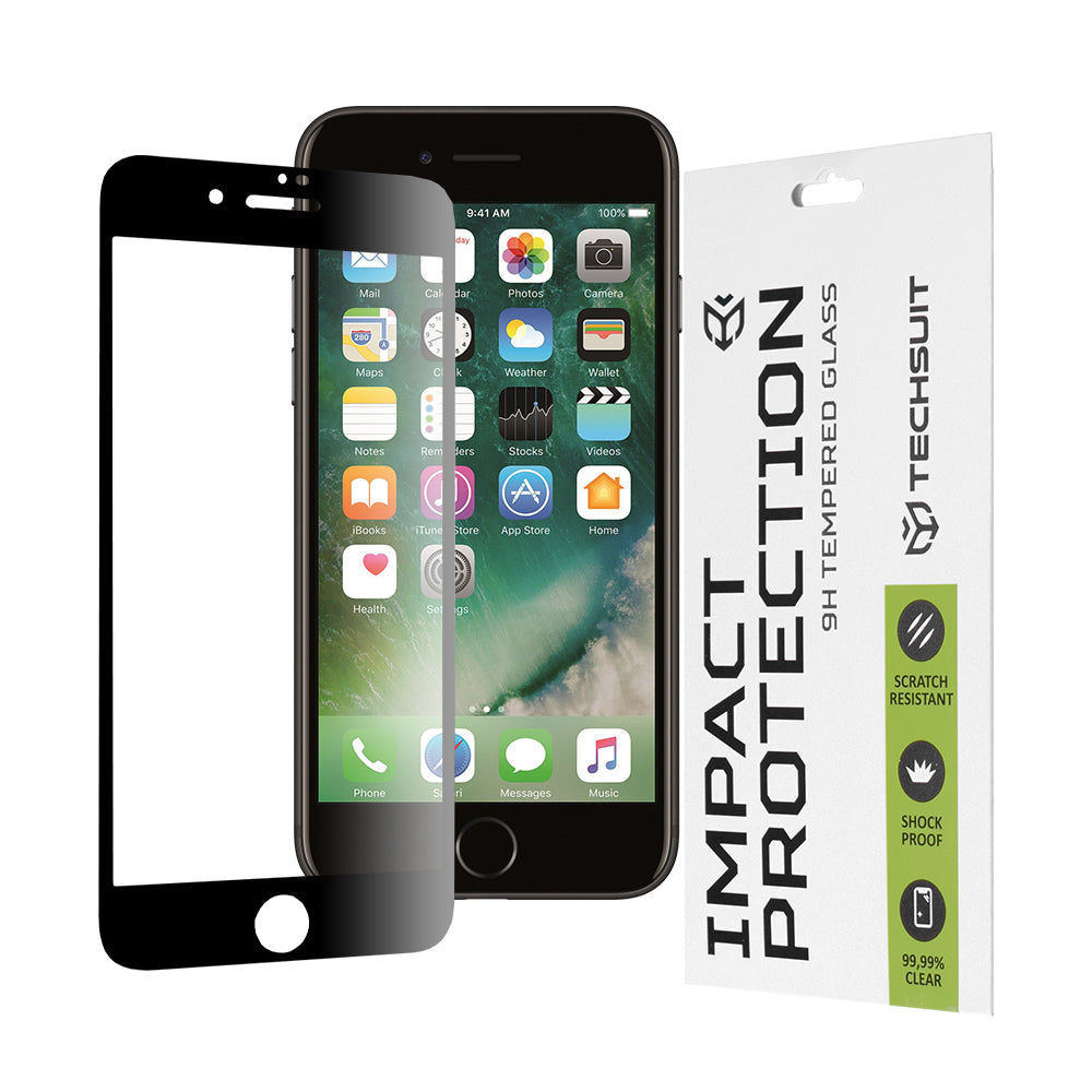 Zaštitna folija za ekran Techsuit za Apple iPhone 8 Plus / 7 Plus, Kaljeno staklo, Full Glue, 111D, Crna