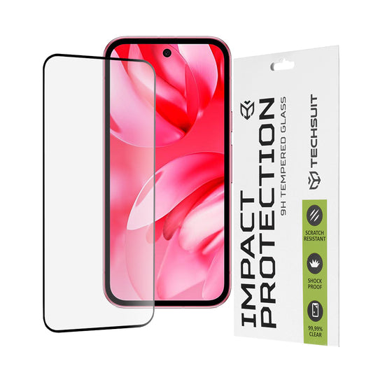 Zaštitna folija za ekran Techsuit za Google Pixel 9a, Kaljeno staklo, Full Glue, 111D, Crna