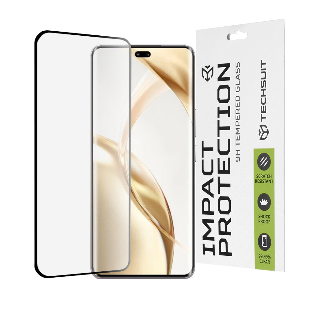 Zaštitna folija za ekran Techsuit za Honor 200 Pro, Kaljeno staklo, Full Glue, 111D, Crna