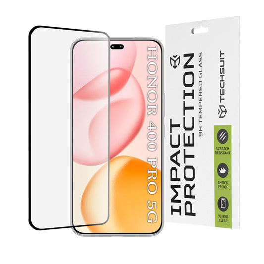 Zaštitna folija za ekran Techsuit za Honor 400 Pro, Kaljeno staklo, Full Glue, 111D, Crna