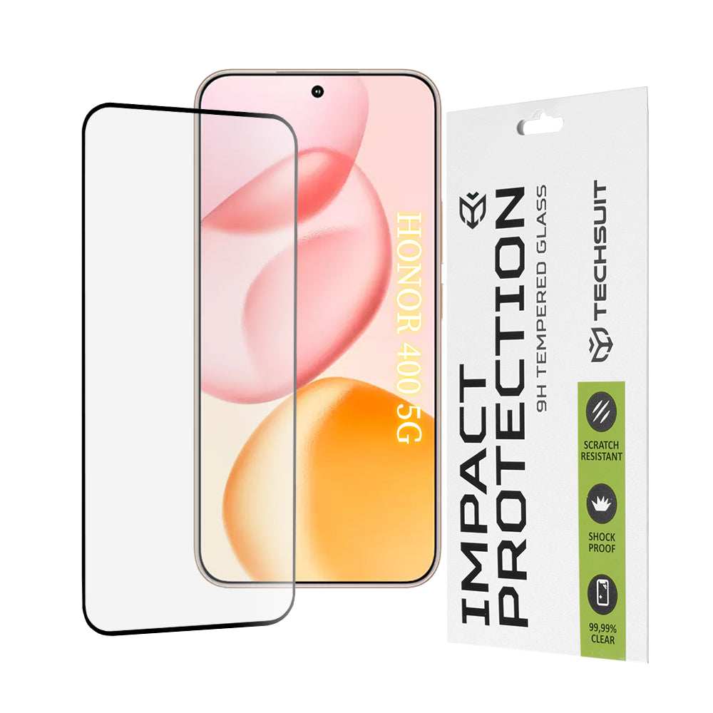 Zaštitna folija za ekran Techsuit za Honor 400, Kaljeno staklo, Full Glue, 111D, Crna