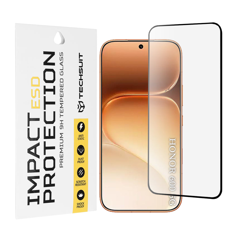 Zaštitna folija za ekran Techsuit za Honor 600 Pro / 600, Kaljeno staklo, Puna ljepila, Crna
