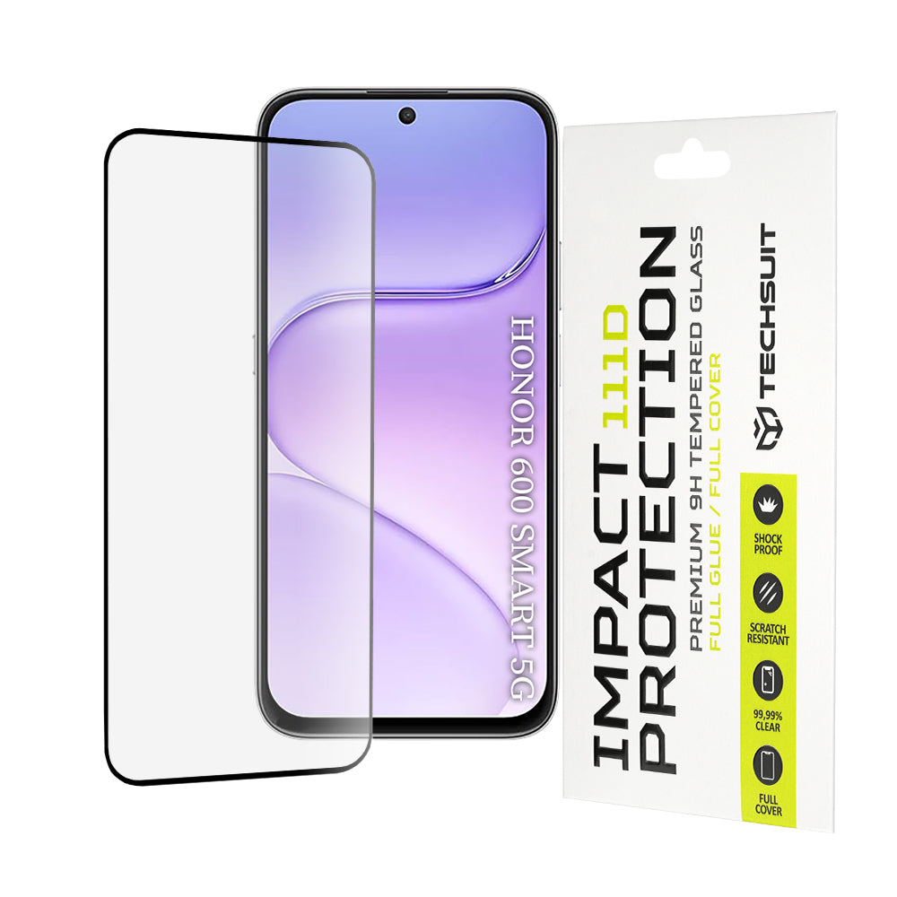 Zaštitna folija za ekran Techsuit za Honor 600 Smart, Kaljeno staklo, Full Glue, 111D, Crna