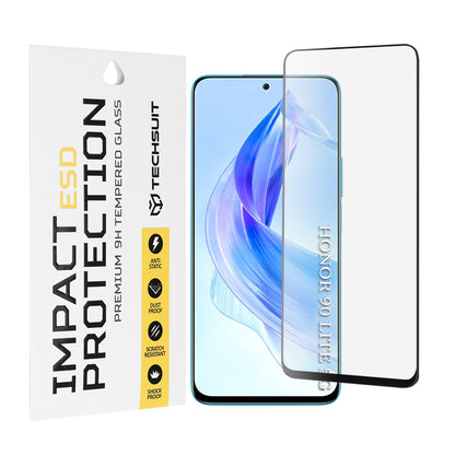 Zaštitna folija za ekran Techsuit za Honor 90 Lite, kaljeno staklo, puna ljepila, crna