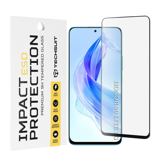 Zaštitna folija za ekran Techsuit za Honor 90 Lite, kaljeno staklo, puna ljepila, crna