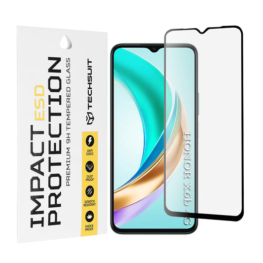 Zaštitna folija za ekran Techsuit za Honor X6b, kaljeno staklo, puna ljepila, crna