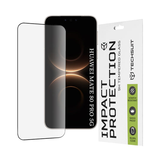 Zaštitna folija za ekran Techsuit za Huawei Mate 80 Pro, Kaljeno staklo, Full Glue, 111D, Crna