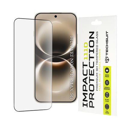 Zaštitna folija za ekran Techsuit za Huawei nova 15 Max, Kaljeno staklo, Full Glue, 111D, Crna
