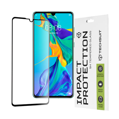 Zaštitna folija za ekran Techsuit za Huawei P30, Kaljeno staklo, Full Glue, 111D, Crna