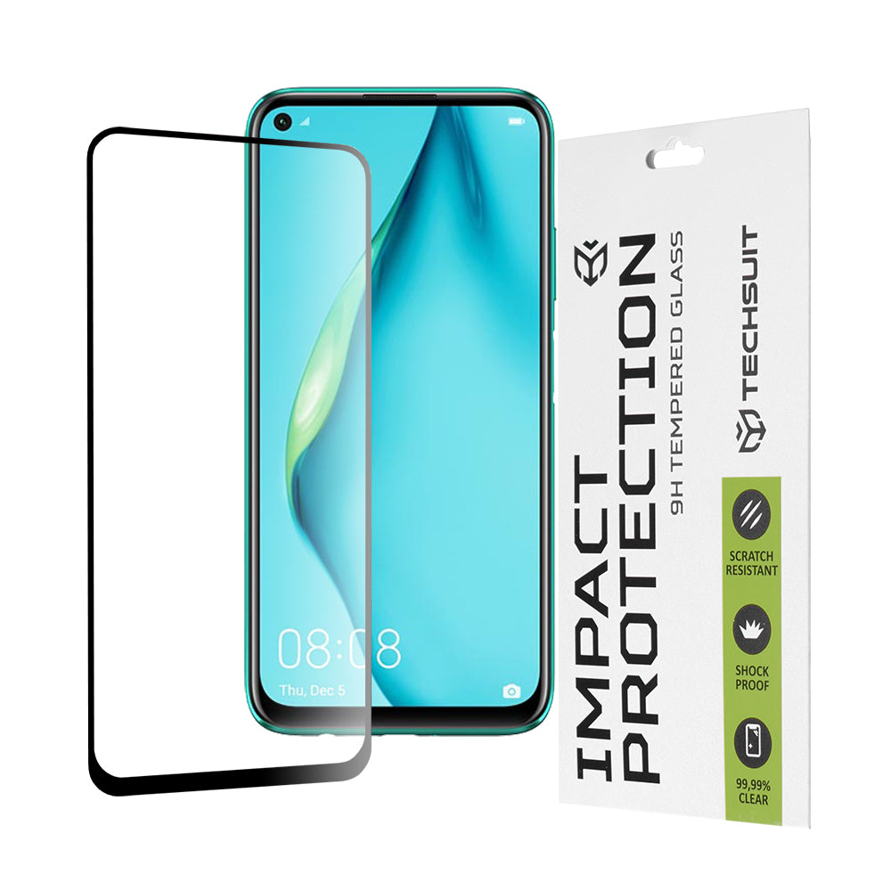 Zaštitna folija za ekran Techsuit za Huawei P40 lite 4G / P20 lite (2019), Kaljeno staklo, Full Glue, 111D, Crna