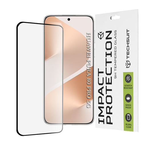 Zaštitna folija za ekran Techsuit za Huawei Pura 80 Pro, Kaljeno staklo, Full Glue, 111D, Crna