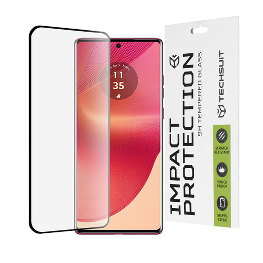 Zaštitna folija za ekran Techsuit za Motorola Edge 50 Fusion, Kaljeno staklo, Full Glue, 111D, Crna
