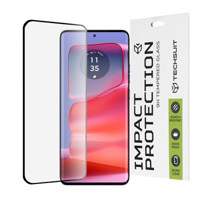 Zaštitna folija za ekran Techsuit za Motorola Edge 50 Pro, Kaljeno staklo, Full Glue, 111D, Crna