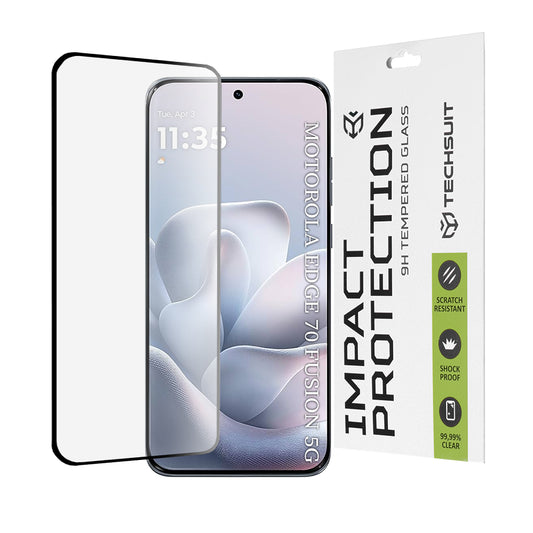 Zaštitna folija za ekran Techsuit za Motorola Edge 70 Fusion, Kaljeno staklo, Full Glue, 111D, Crna