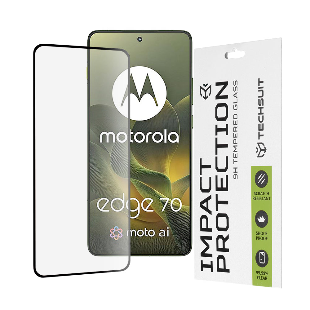 Zaštitna folija za ekran Techsuit za Motorola Edge 70, Kaljeno staklo, Full Glue, 111D, Crna