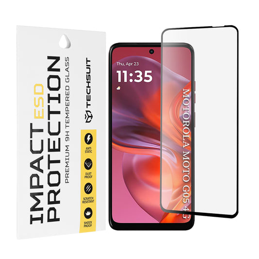 Zaštitna folija za ekran Techsuit za Motorola Moto E15 / G05, Kaljeno staklo, Puna ljepila, Crna