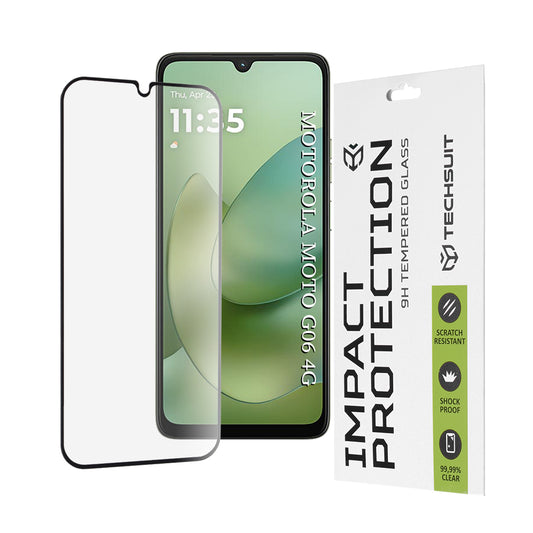 Zaštitna folija za ekran Techsuit za Motorola Moto G06 Power / G06, Kaljeno staklo, Full Glue, 111D, Crna