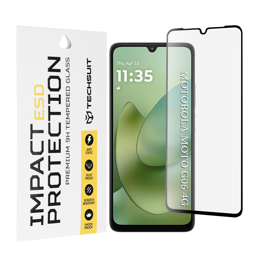Zaštitna folija za ekran Techsuit za Motorola Moto G06 Power / G06, Kaljeno staklo, Full Glue, Crna