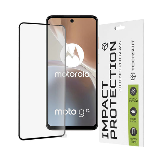 Zaštitna folija za ekran Techsuit za Motorola Moto G32, Kaljeno staklo, Full Glue, 111D, Crna
