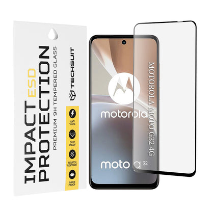 Zaštitna folija za ekran Techsuit za Motorola Moto G32, Kaljeno staklo, Full Glue, Crna