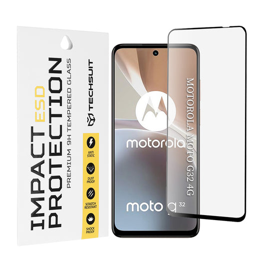 Zaštitna folija za ekran Techsuit za Motorola Moto G32, Kaljeno staklo, Full Glue, Crna