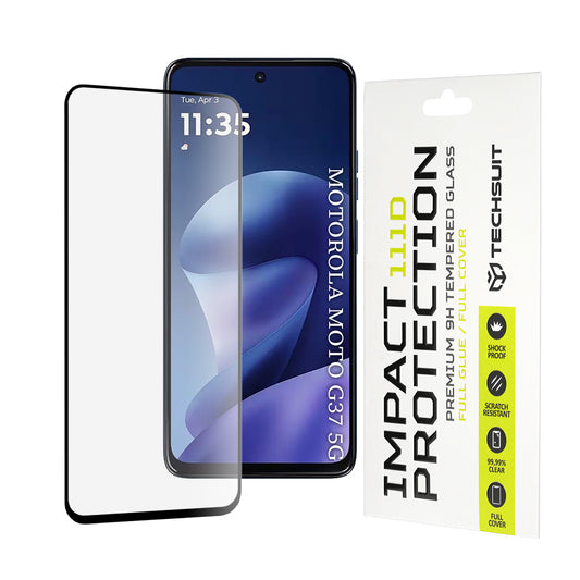 Zaštitna folija za ekran Techsuit za Motorola Moto G47 / G37 Power / G37, Kaljeno staklo, Full Glue, 111D, Crna