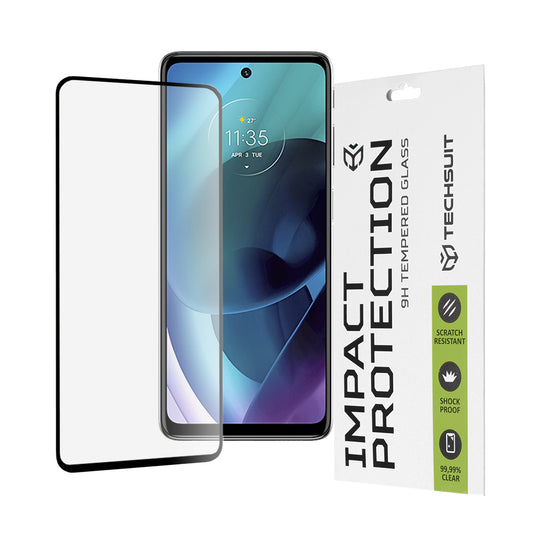 Zaštitna folija za ekran Techsuit za Motorola Moto G51 5G, Kaljeno staklo, Full Glue, 111D, Crna