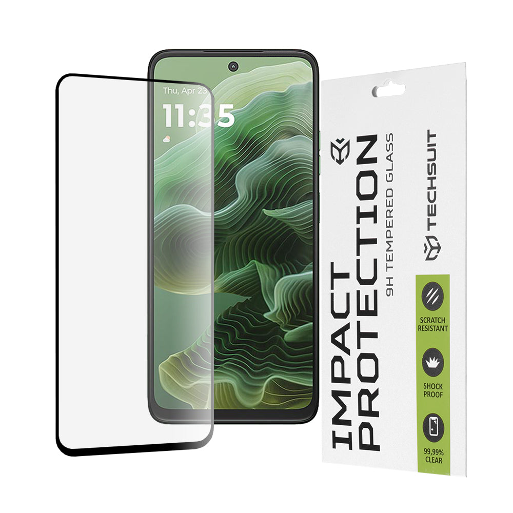 Zaštitna folija za ekran Techsuit za Motorola Moto G56 / G35, Kaljeno staklo, Full Glue, 111D, Crna