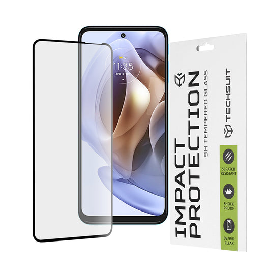 Zaštitna folija za ekran Techsuit za Motorola Moto G62 5G / G31 / G41 / G71 5G, Kaljeno staklo, Full Glue, 111D, Crna