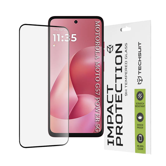 Zaštitna folija za ekran Techsuit za Motorola Moto G67 Power / G57 Power, Kaljeno staklo, Full Glue, 111D, Crna