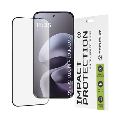 Zaštitna folija za ekran Techsuit za Motorola Moto G77 / G67, Kaljeno staklo, Full Glue, 111D, Crna