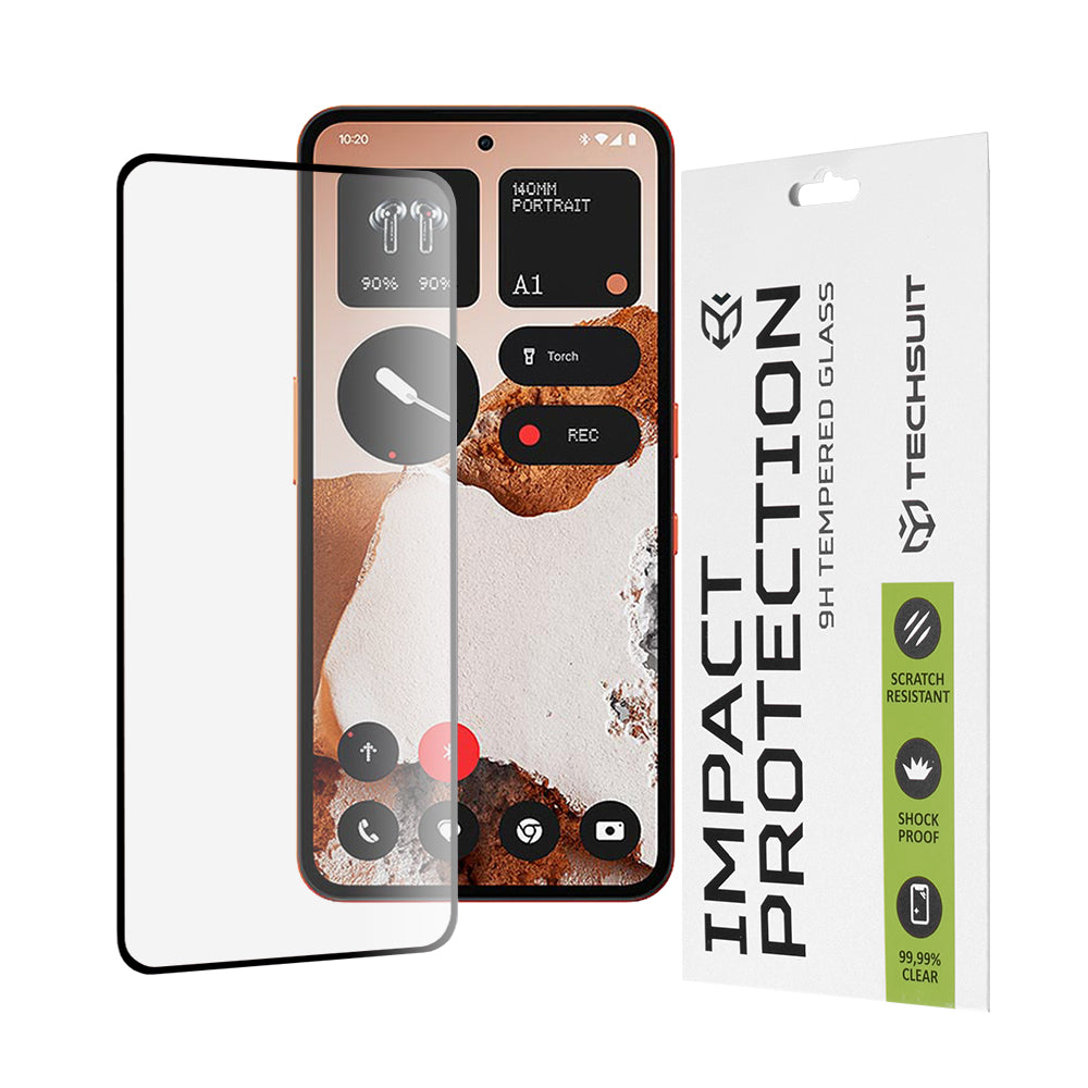 Zaštitna folija za ekran Techsuit za Nothing CMF Phone 2 Pro, Kaljeno staklo, Full Glue, 111D, Crna