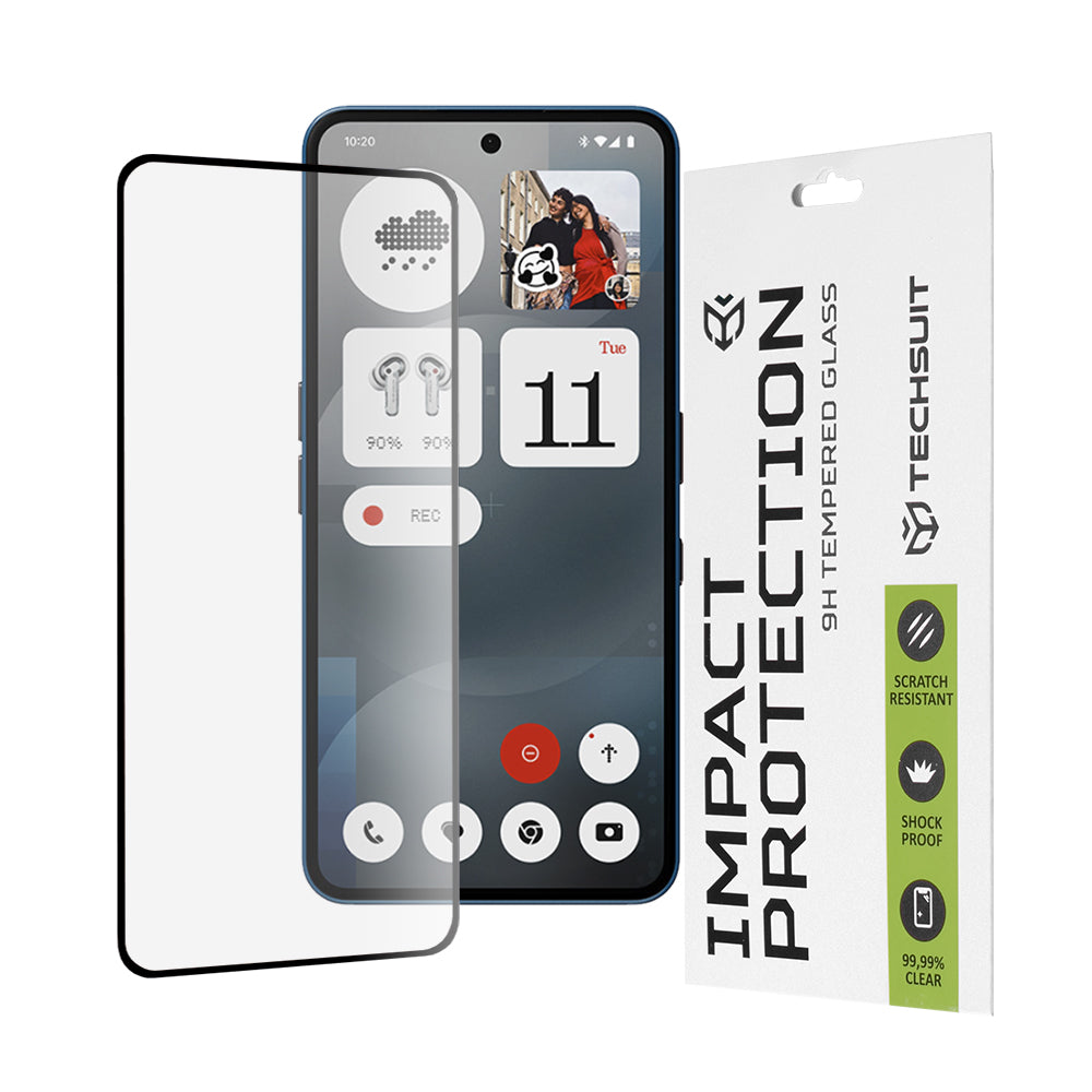 Zaštitna folija za ekran Techsuit za Nothing Phone (3a) / Phone (3a) Pro, Kaljeno staklo, Full Glue, 111D, Crna
