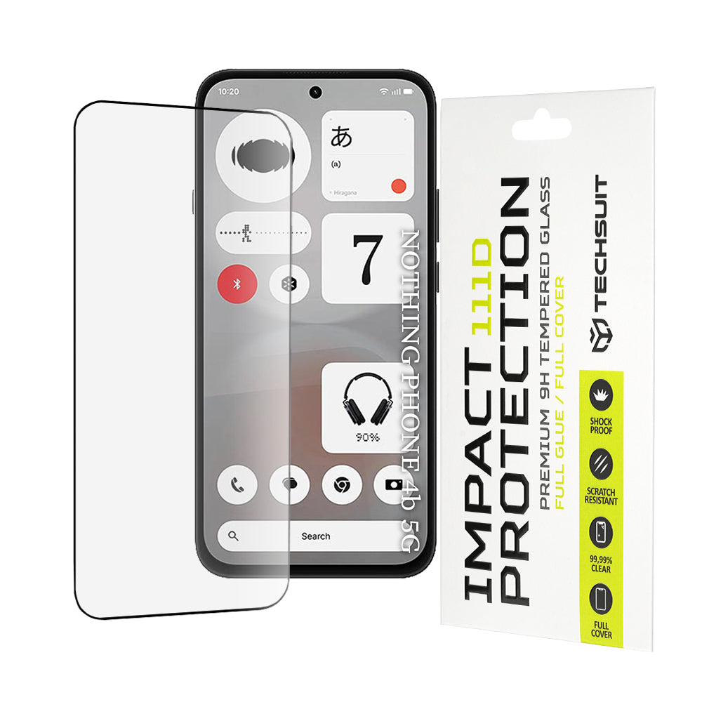 Zaštitna folija za ekran Techsuit za Nothing Phone (4b), Kaljeno staklo, Full Glue, 111D, Crna
