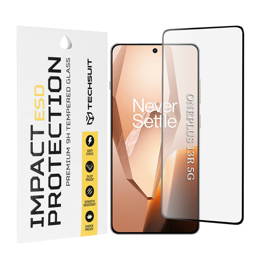 Zaštitna folija za ekran Techsuit za OnePlus 13R, Kaljeno staklo, Full Glue, Crna