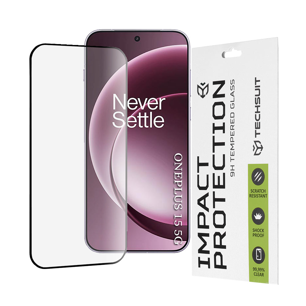 Zaštitna folija za ekran Techsuit za OnePlus 15, Kaljeno staklo, Full Glue, 111D, Crna