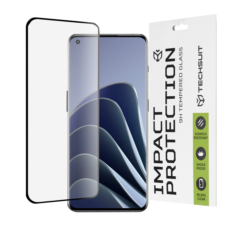 Zaštitna folija za ekran Techsuit za OnePlus Ace 2 Pro / Ace 2 / 11R / 11 / 10 Pro, Kaljeno staklo, Full Glue, 111D, Crna