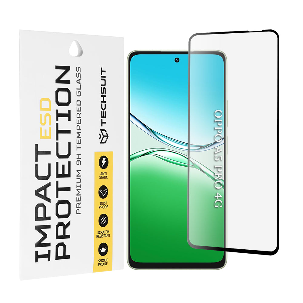 Zaštitna folija za ekran Techsuit za Oppo A5 Pro 4G / A5 Pro, Kaljeno staklo, Puna ljepila, Crna