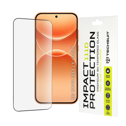 Zaštitna folija za zaslon Techsuit za Oppo A7 Pro Max, kaljeno staklo, potpuno ljepljiva, 111D, crna