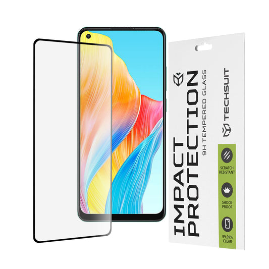 Zaštitna folija za ekran Techsuit za Oppo A78 4G, Kaljeno staklo, Full Glue, 111D, Crna