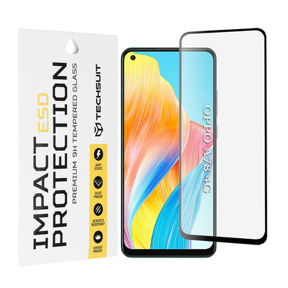 Zaštitna folija za ekran Techsuit za Oppo A78 4G, Kaljeno staklo, Full Glue, Crna