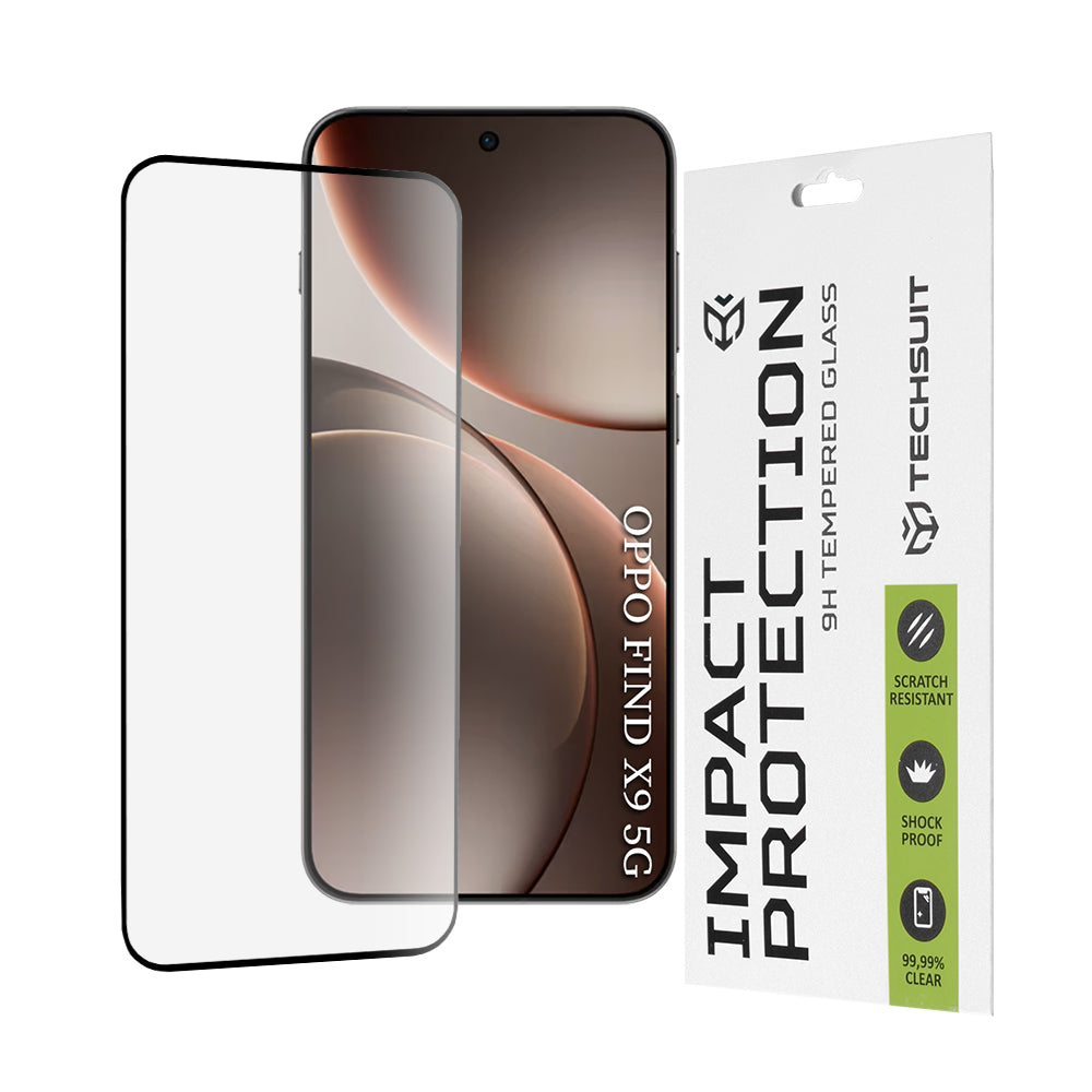 Zaštitna folija za ekran Techsuit za Oppo Find X9, Kaljeno staklo, Full Glue, 111D, Crna