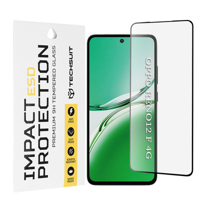 Zaštitna folija za ekran Techsuit za Oppo Reno12 FS 5G / Reno12 FS 4G / Reno12 F 4G / Reno12 F, Kaljeno staklo, Full Glue, Crna