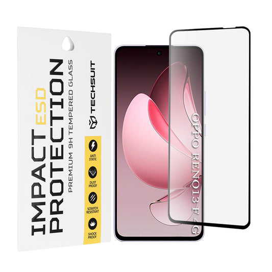 Zaštitna folija za ekran Techsuit za Oppo Reno13 FS 5G / Reno13 F 4G / Reno13 F, Kaljeno staklo, Full Glue, Crna