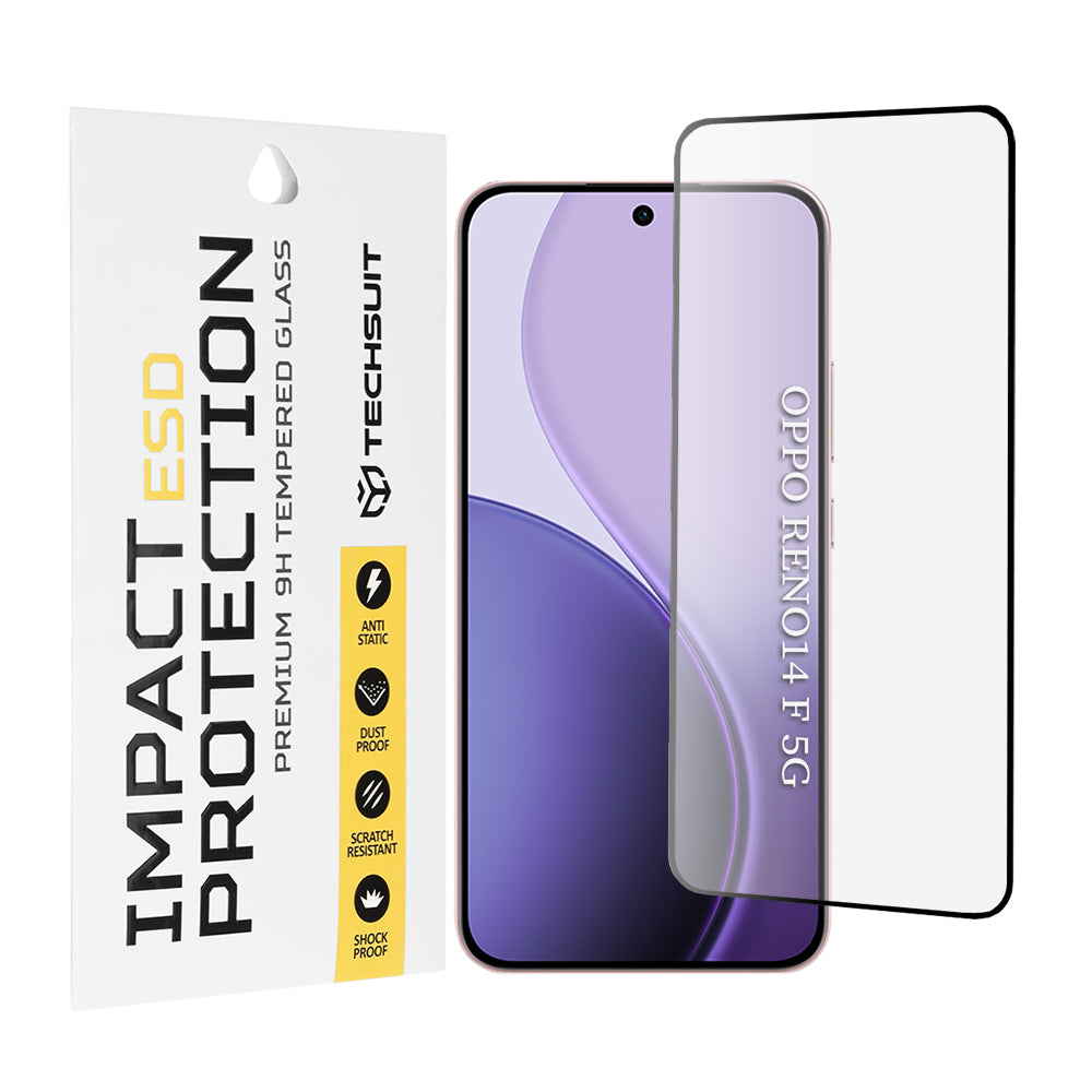 Zaštitna folija za ekran Techsuit za Oppo Reno14 FS 5G / Reno14 F, Kaljeno staklo, Full Glue, Crna
