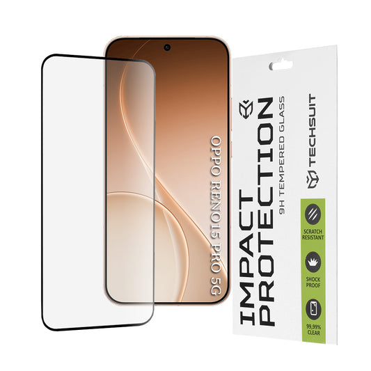 Zaštitna folija za ekran Techsuit za Oppo Reno15 Pro, Kaljeno staklo, Full Glue, 111D, Crna